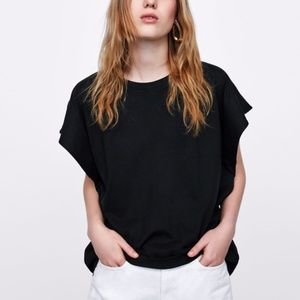 | Zara | two tone capsleeve hi lo tee